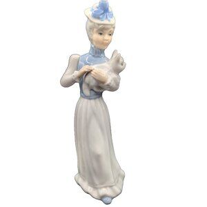 Vintage Tengra Girl with Cat 9.5" Porcelain Figurine Valencia Spain Marked EUC